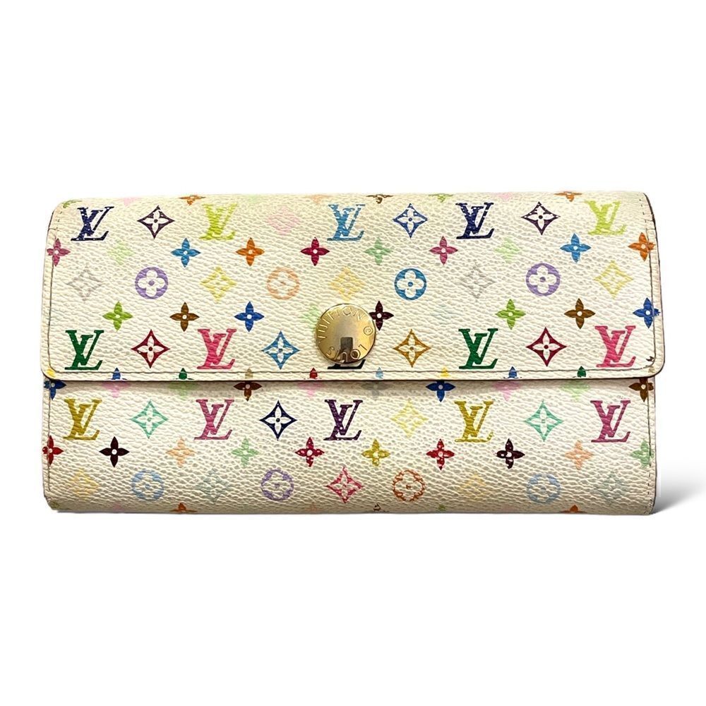 LOUIS VUITTON Paris Vintage Monogram Multicolor Sarah Wallet (White)
